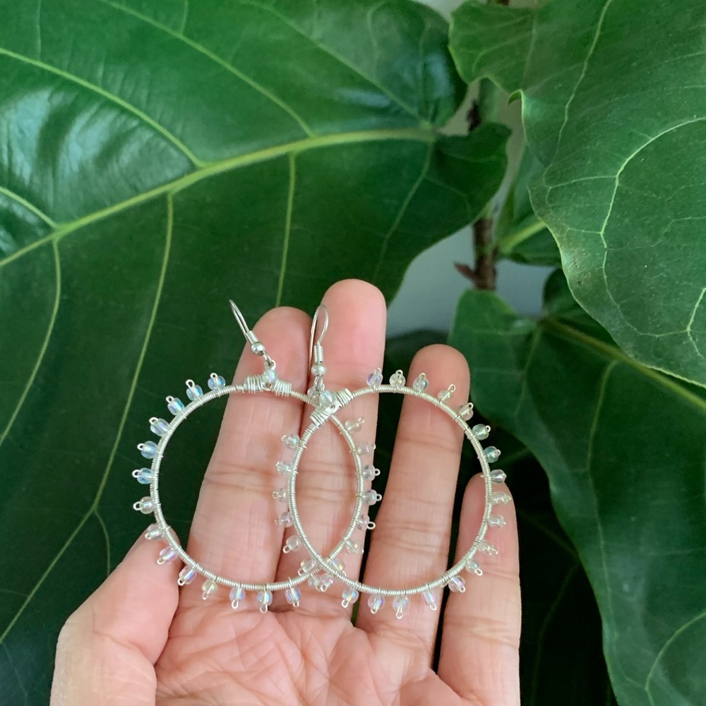 Beaded vintage hoop earrings